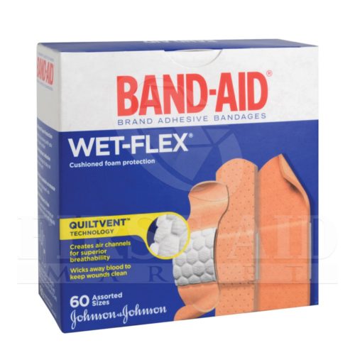 Band-Aid Brand Wet-Flex Foam Bandages, Assorted, 60/Box