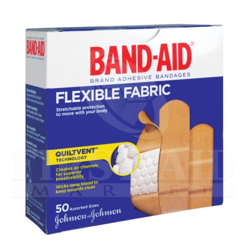 Band-Aid Brand Fabric Bandages, Assorted, 50/Box