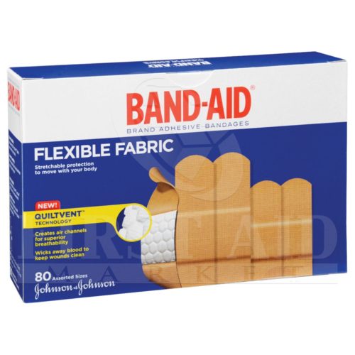 Band-Aid Brand Fabric Bandages, Assorted, 80/Box