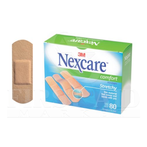Nexcare Comfort Bandages, 1.9 x 7.6 cm, 80/Box