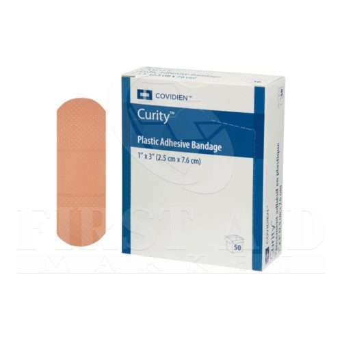 Curity Plastic Bandages, 2.5 x 7.6 cm, 50/Box