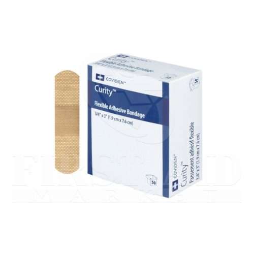 Curity Fabric Bandages, Sensitive, 1.9 x 7.6 cm, Lightweight, 50/Box