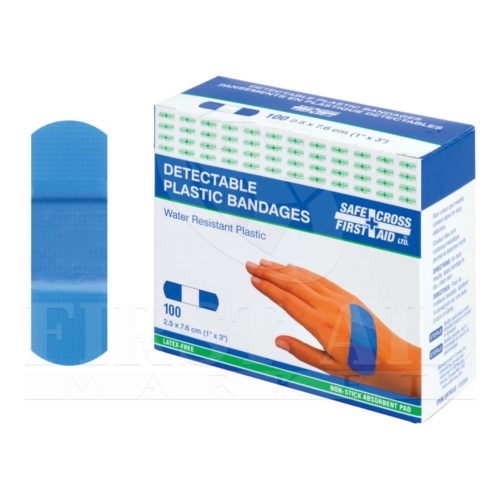Plastic Detectable Bandages, 2.5 x 7.6 cm