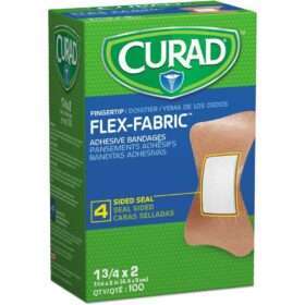 CURAD Flex-Fabric Adhesive Bandages, Fingertip, 100/Box