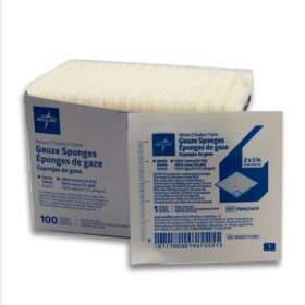 Medline Sterile Woven Cotton Gauze Sponges, 12-Ply, 5 x 5 cm