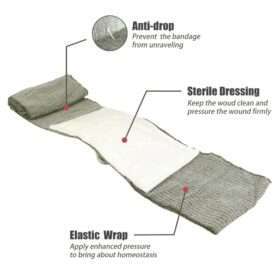 Rhino Emergency Bandage w/Pressure Bar, Green, 4 inch