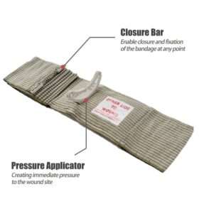Rhino Emergency Bandage w/Pressure Bar, Green, 4 inch